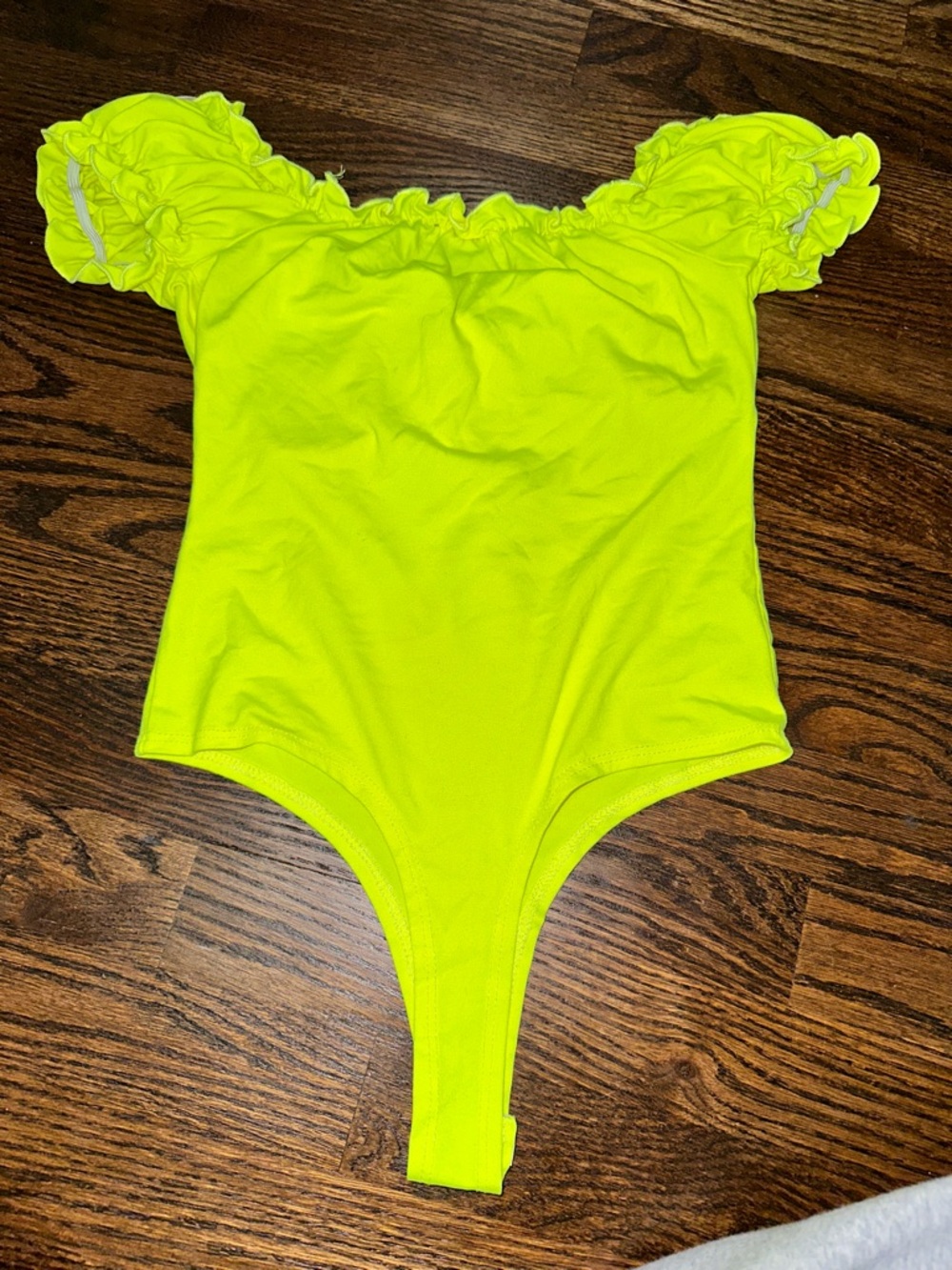 Rue21 Neon Yellow Off-Shoulder Bodysuit